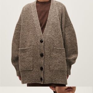 Babaa No 17 Oversized Brown Wool Button Cardigan Coat